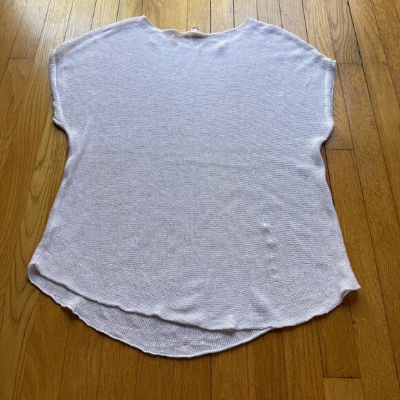 Eileen Fisher Size M White Cotton Blend Sheer Open Knit Short Sleeve Sweater Top - Picture 9 of 13